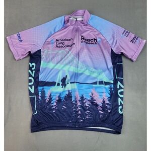 Primal‎ Cycling Jersey Mens Large Blue Full Zip Reach The Bridge Cycle For Air